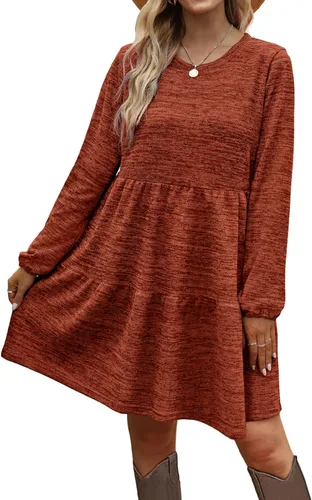 Vista 2 de Geifa Vestidos casuales de manga larga para mujer, estilo babydoll