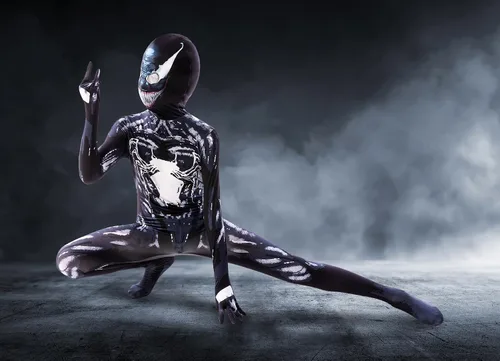 Vista 5 de PUNKSUIT Disfraz de superhéroe para niños, disfraz de elastano para Halloween, cosplay con máscara LED