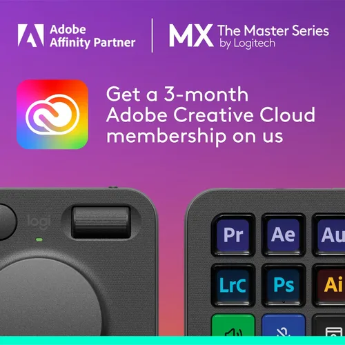 Vista 2 de Logitech MX Creative Console, 9 teclas LCD personalizables, accesorios Stream Deck, dial de control para diseño gráfico, Adobe, Zoom, Spotify