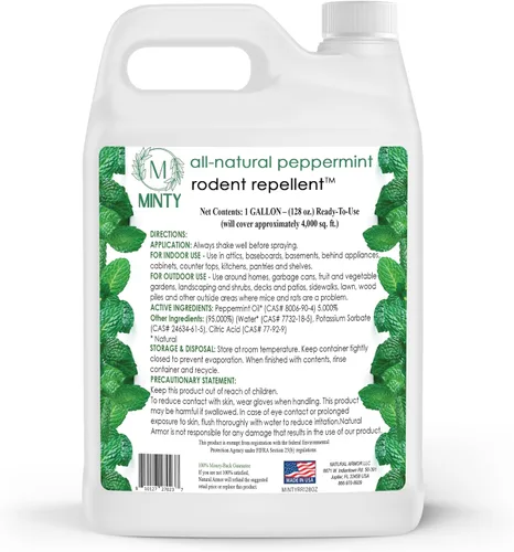 Vista 2 de Minty Repelente de roedores, espray de aceite de menta natural al 5% para ratones, ratas, ardillas y roedores, en interiores y exteriores, uso