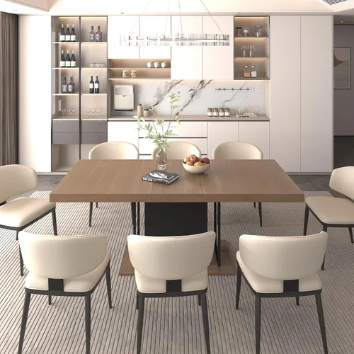 Vista 2 de [Usado] KEIKI Mesa de comedor extensible de 62.99 a 78.7 pulgadas, moderna mesa de cocina extensible de granja para 6 a 10 personas, mesa