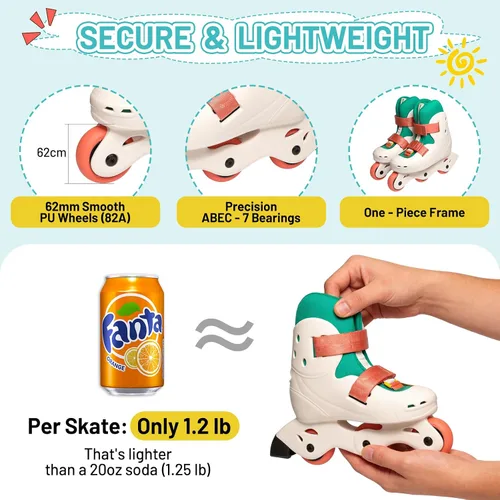 Vista 3 de SKT HP Patines en línea ajustables para niños de 3 a 8 años, patines ultraligeros para principiantes para niños y niñas, patines en línea pintables