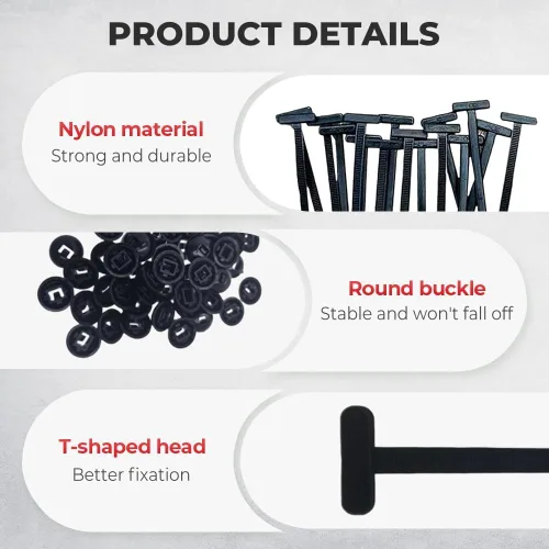 Vista 3 de Hebilla universal de nailon para bridas de cables, hebillas de bridas automáticas con nuevo agarre 2026, clips de cremallera automotrices, remache