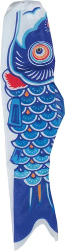 Vista 6 de En la brisa peces koi Windsock, 24 pulgadas, Negro