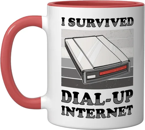Vista 5 de 90s Nostalgia Retro 90s Dial Up Internet Vintage Ceramic Mug, Black/White, 11oz