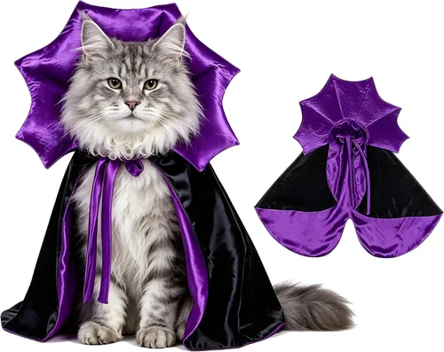 Vista 10 de GOYOSWA Disfraz de Halloween para perro, disfraz de vampiro, capa de vampiro, capa de vampiro, disfraz de Halloween para perros pequeños, medianos