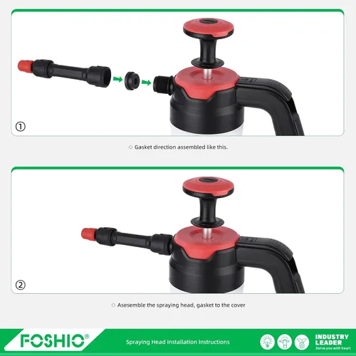 Vista 2 de FOSHIO Pulverizador de bomba de jardín de 0.4 galones, bomba de mano portátil de 1.5L, botellas de pulverización de agua a presión con boquilla