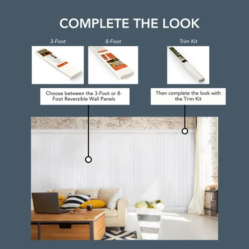 Vista 6 de Kit de molduras para paneles de revestimiento Paneles de pared decorativos fáciles de instalar, kit de tablones de PVC para paneles de pared