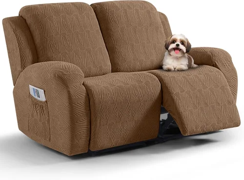 Vista 41 de VANSOFY Fundas para sillas reclinables, 4 piezas, elásticas, de tela jacquard, suave funda para silla reclinable, protector de muebles con parte
