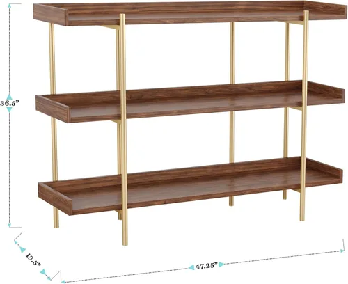 Vista 3 de Martha Stewart Emmett - Estantería de 3 estantes con marco de metal vertical, unidad de almacenamiento para oficina en casa, 35 pulgadas de alto