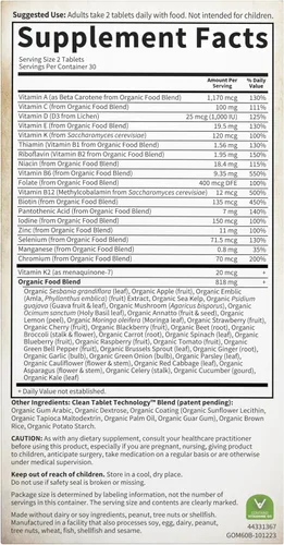 Vista 8 de Garden of Life Organics Multivitamínico de alimentos enteros para hombres, 60 tabletas, vitaminas y minerales veganos para hombres para la salud