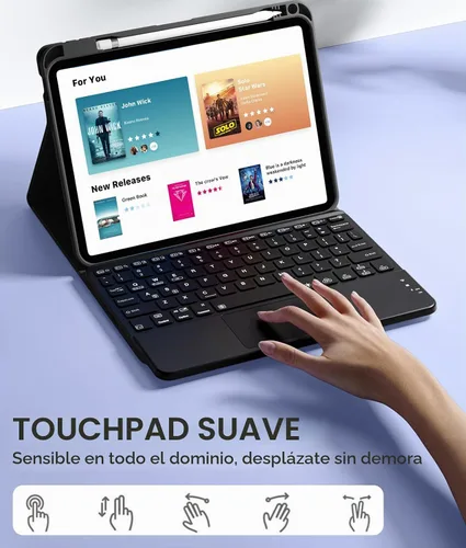 Vista 3 de Harvopu Funda compatible con iPad de 11ª y 10ª generación con teclado, funda tipo folio con soporte para Pencil, trackpad multitáctil