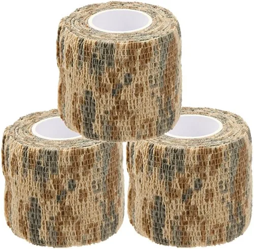 Vista 7 de Cinta envolvente autoadhesiva de camuflaje para protección de 5 cm x 4,5 m. Cinta de camuflaje discreta de tela no tejida. Vendaje elástico