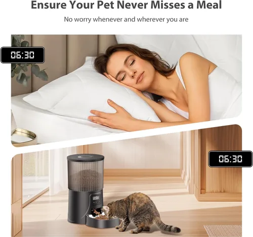 Vista 2 de Alimentador automático PETULTRA para gatos: dispensador de alimentos programable para gatos con tiempo de 4L Easy to Set, Dual Power, Precise