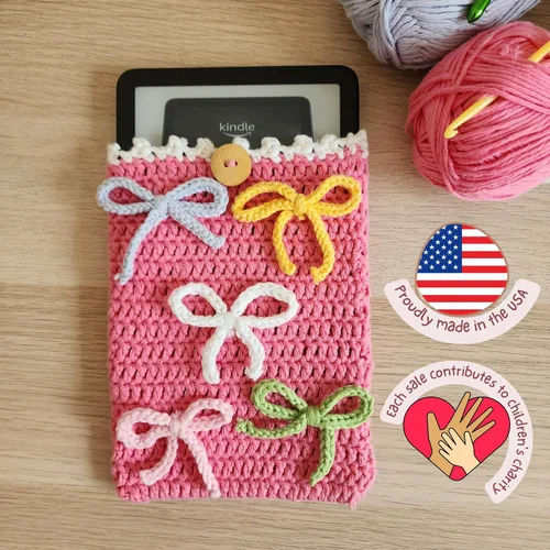 Vista 3 de Funda para Kindle tejida a mano, compatible con todos los modelos 5.5"- 7" (excepto Scribe), accesorios Kindle hechos a mano para mujeres, funda