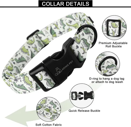 Vista 2 de Aring Pet Collar de algodón, ligero y ajustable, con hebilla de liberación rápida para perros pequeños, medianos y grandes, para cachorros, S