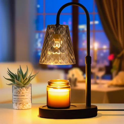 Vista 8 de Lámpara calentadora de velas con temporizador, velas eléctricas, calentadores de cera, lámparas de vidrio para tarros, quemador, altura ajustable