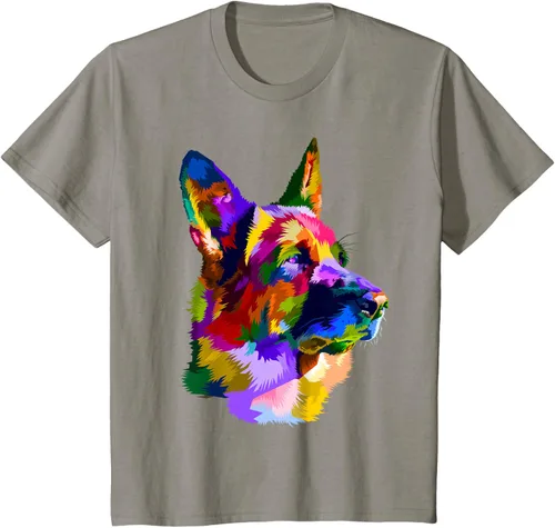 Vista 28 de Camiseta con retrato de pastor alemán para dueños de perros, Negro, S
