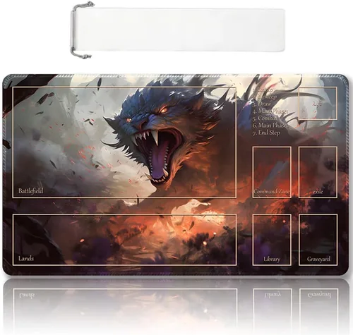 Vista 50 de Tapete de juego MTG cosido de alta calidad con zonas y respaldo de goma antideslizante, tapete de juego TCG para MTG y otros juegos de cartas, Dkt