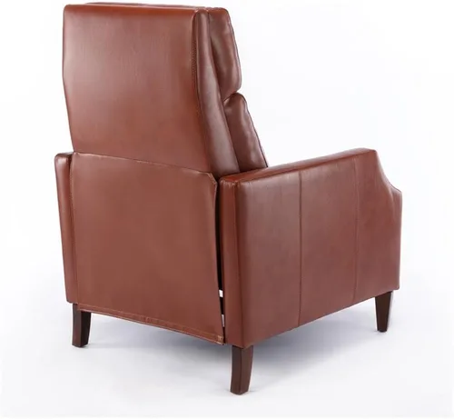 Vista 9 de Balantyne - Sillón reclinable de piel sintética color caramelo con patas de madera