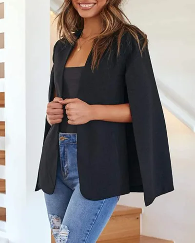 Vista 2 de Flybony Chaquetas tipo blazer de manga de capa para mujer, elegante abrigo casual