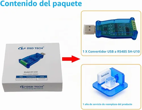 Vista 7 de DSD TECH SH-U10 Convertidor USB a RS485 para Modbus