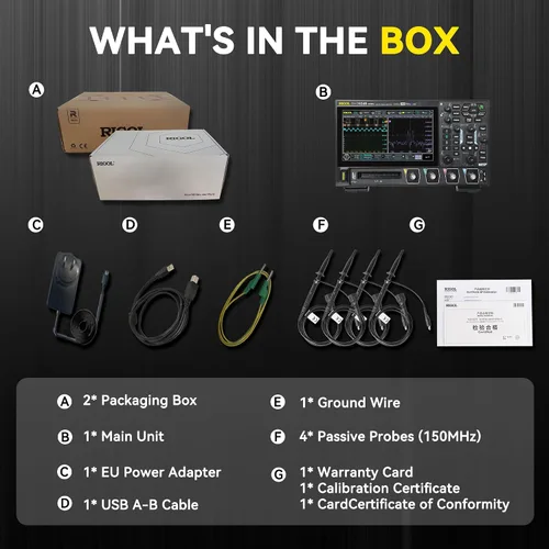 Vista 6 de RIGOL Osciloscopio digital DHO914S 125 MHz 4-Ch + 16 Digital 1.25 GSa/s 12-bit 50 Mpts UltraAcquire 1,000,000 wfms/s AFG + Bode Plot LAN/USB/HDMI