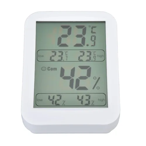 Vista 2 de Thermometer Hygrometer Digital Large LCD Display Accurate Temperature Humidity Meter for Reptile Terrarium Greenhouse Warehouse White ABS 120g