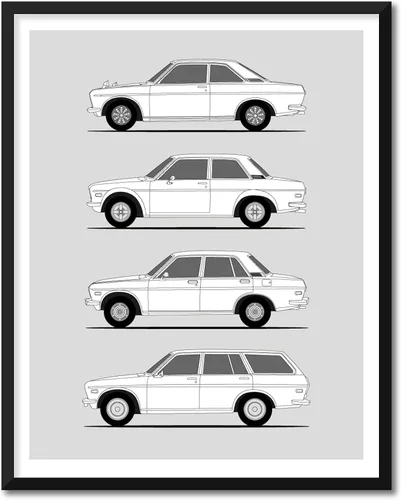 Vista 6 de Idea Network Póster hecho a mano compatible con Nissan Skyline GT-R Generations Print
