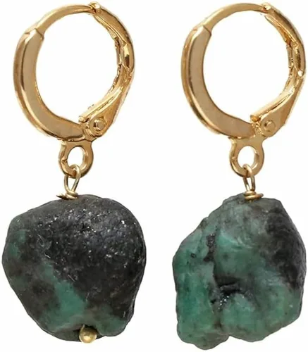 Vista 26 de Gempires Handmade Gemstone Hoop Earrings Raw Crystal Dangle Jewelry Hypoallergenic Gold Plated Lightweight Elegant Jewelry Gifts For Women