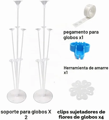 Vista 3 de 2 juegos de soportes para globos de 28 pulgadas con base, kit de soporte de columna de globo transparente reutilizable para mesa, incluye pegamento