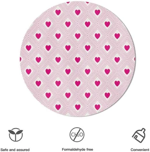 Vista 3 de Mantel redondo de líneas geométricas e impresiones de amor, mantel lavable, resistente a las arrugas, para el hogar, cocina, comedor, picnic