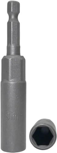 Vista 2 de Llave de vaso de 1/4 de pulgada con vástago hexagonal profunda, adaptador de llave eléctrica, herramienta de taladro de tuerca, 2 piezas (0.354 in)