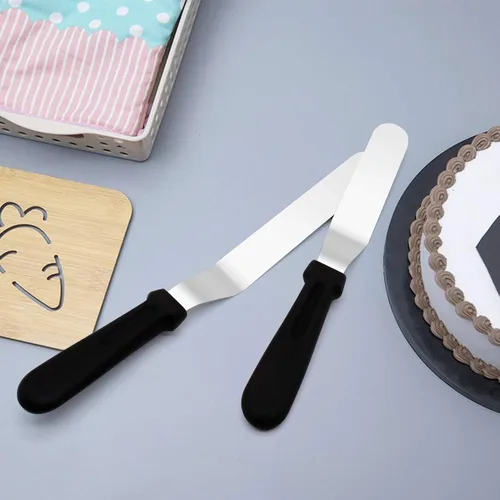 Vista 4 de Espátula de glaseado, espátula compensada, acero inoxidable con mango de plástico PP para decoración de tartas