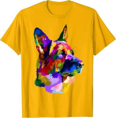 Vista 93 de Camiseta con retrato de pastor alemán para dueños de perros, Negro, S