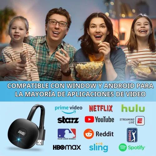 Vista 4 de Adaptador inalámbrico HDMI Display Dongle 4K, Receptor de espejo de pantalla Casting Video y audio de Android, i-OS, Pad, computadora portátil, Negro