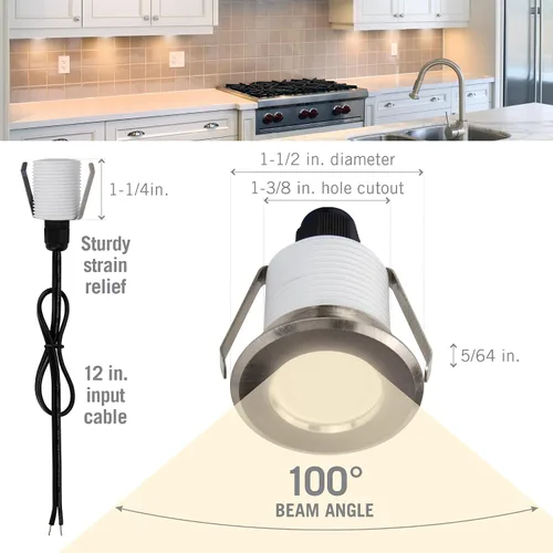 Vista 5 de Armacost Lighting - Mini-empotrable LED luz de disco regulable suave blanco brillante (3000 K) (Serie 1) 211125