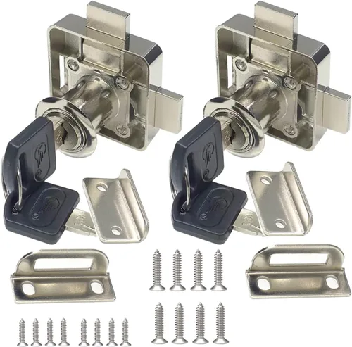 Vista 8 de Cerradura de gabinete de doble puerta con doble cerrojo [con llave igual] – Montaje lateral izquierdo, diámetro de perforación 3/4"/19mm para panel