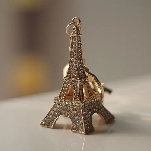 Vista 4 de Yosoo llavero de cristal con estrás, de búho, regalo con dije colgante para bolsa, Eiffel Tower