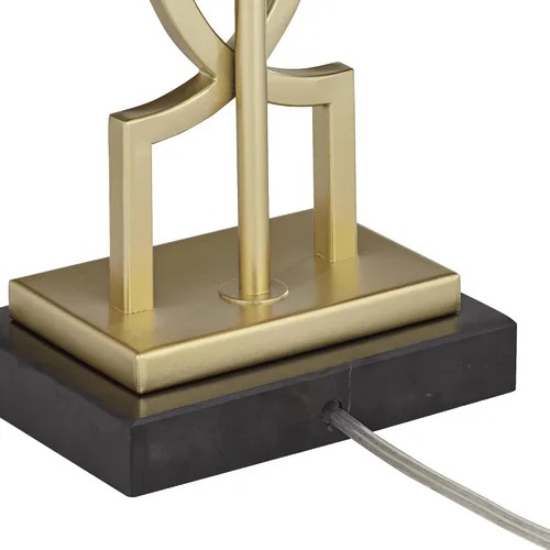 Vista 7 de 360 Lighting Evan - Juego de 2 lámparas de mesa modernas de 28 1/4 pulgadas de alto, marco geométrico de metal dorado, pantalla rectangular curvada