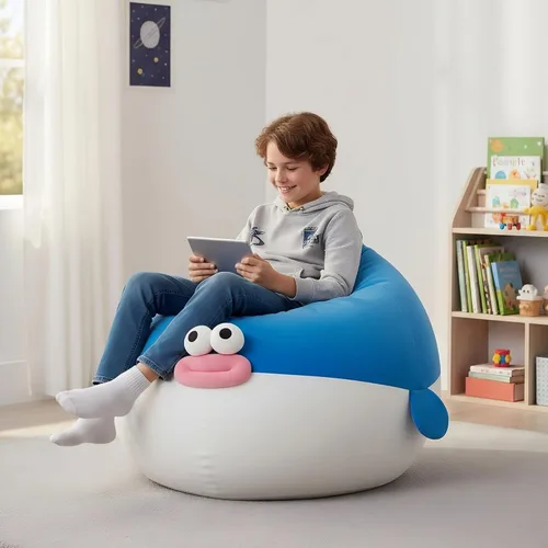 Vista 6 de Funda para puf para niños, almacenamiento de animales de peluche, suave y lavable, para niños y niñas, organizador de almacenamiento de juguetes