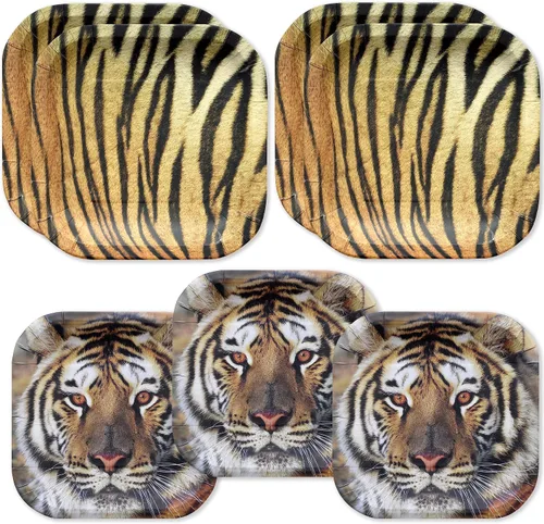 Vista 8 de Havercamp Vasos de fiesta Jungle Safari (16 tazas). Vasos de papel grandes de 12 onzas. Auténtico, foto-realista estampado de animales de la selva.