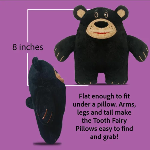 Vista 3 de La almohada de la hada de los dientes de The Tooth Brigade Peluche de felpa con gran bolsillo en la boca para dientes perdidos, tesoros, premios