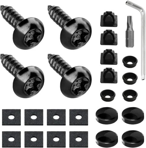 Vista 9 de Tornillos para placa de matrícula de 1/4 pulgadas, insertos de nailon, color negro nylon screw inserts, fastening hardware, fits frames and