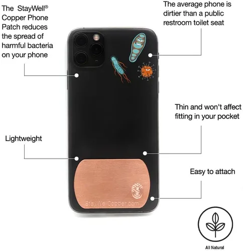 Vista 3 de StayWell Placa de cobre puro, accesorio de salud y bienestar para tableta o teléfono celular (dos tamaños a elegir)