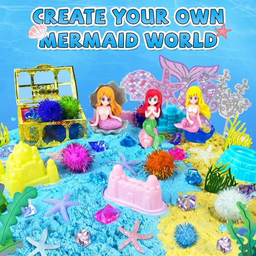 Vista 3 de YongnKids Juguetes de Caja de Arena Sensorial de Sirena para Niños Pequeños Niñas - Juguetes de Sirena para Niños Kit de Arena de Juego Juguete