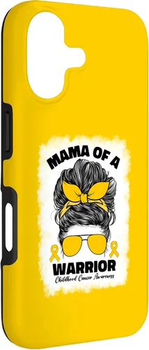 Vista 3 de Mama of A Warrior Messy Bun Mom Childhood Cancer Awareness Case for iPhone 17