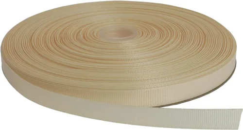 Vista 6 de Cinta de grogrén sólido de 100 yardas cada rollo, 100% poliéster (1/4", beige)