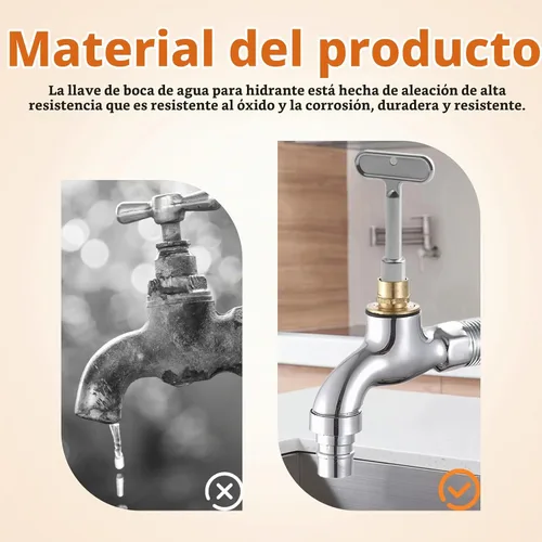 Vista 5 de P1300-PART-13-KEY Llave de hidrante de incendios, llave de espita de agua para grifos de hidrante de pared, válvulas de manguera y válvulas