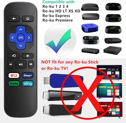 Vista 2 de Control remoto de reemplazo universal para Roku Express, para Roku Premiere, para Roku Box, para Roku Player, para Roku 1 2 3 4 -【NO para Stick o TV】